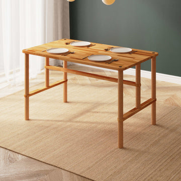 Reva Yemek Masası 130 x 78 cm, %100 masif kayın, doğal ahşap dokusu, ev ortamında kullanım görünümü