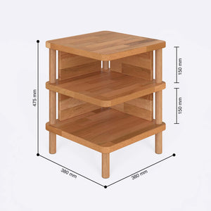 Lunn Komodin 38 x 38 cm ölçülendirilmiş teknik görünümü, milimetre cinsinden genişlik, derinlik ve yükseklik