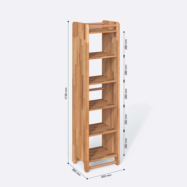 Lev Kitaplık 45 x 38 cm ölçülendirilmiş teknik görünümü, milimetre cinsinden genişlik, derinlik ve yükseklik