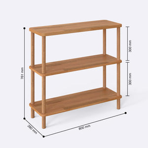 Kısa Kitaplık 80 x 28 cm ölçülendirilmiş teknik görünümü, milimetre cinsinden genişlik ve yükseklik