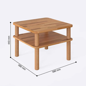 Lysa Sehpa 58 x 58 cm ölçülendirilmiş teknik görünümü, milimetre cinsinden genişlik, derinlik ve yükseklik