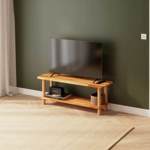 Sora TV Ünitesi 120 x 38 cm, %100 masif kayın, doğal ahşap dokusu, ev ortamında kullanım görünümü