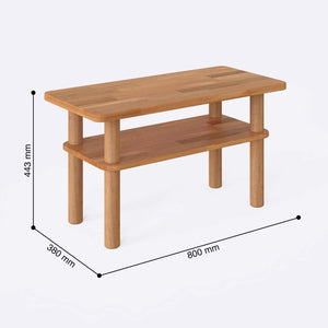Gron Sehpa 80 x 38 cm ölçülendirilmiş teknik görünümü, milimetre cinsinden genişlik, derinlik ve yükseklik