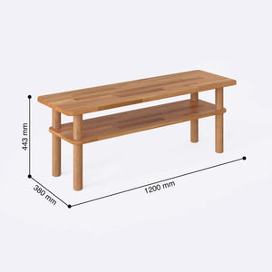 Gron Sehpa 120 x 38 cm ölçülendirilmiş teknik görünümü, milimetre cinsinden genişlik, derinlik ve yükseklik