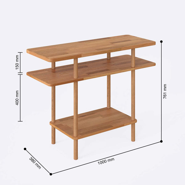 Elva Dresuar 100 x 38 cm ölçülendirilmiş teknik görünümü, milimetre cinsinden genişlik, derinlik ve yükseklik