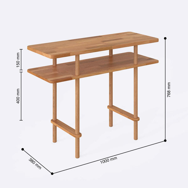 Geni Dresuar 100 x 38 cm ölçülendirilmiş teknik görünümü, milimetre cinsinden genişlik, derinlik ve yükseklik