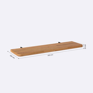 Sır Raf 80 x 22 cm ölçülendirilmiş teknik görünümü, milimetre cinsinden genişlik, derinlik ve yükseklik