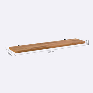 Sır Raf 100 x 22 cm ölçülendirilmiş teknik görünümü, milimetre cinsinden genişlik, derinlik ve yükseklik