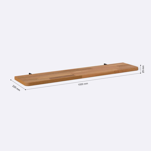 Sır Raf 100 x 22 cm ölçülendirilmiş teknik görünümü, milimetre cinsinden genişlik, derinlik ve yükseklik