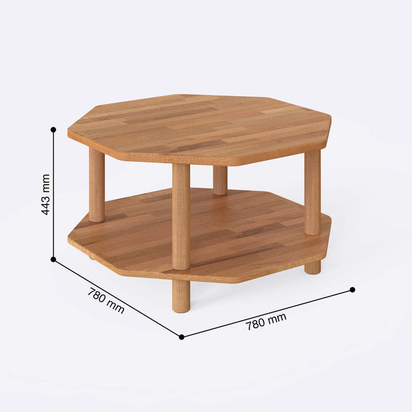 Gloin Sehpa 78 x 78 cm ölçülendirilmiş teknik görünümü, milimetre cinsinden genişlik, derinlik ve yükseklik