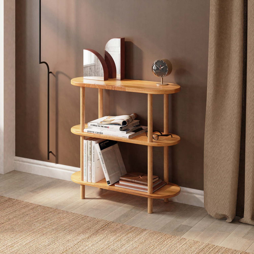 Kaer 3 Raflı Kitaplık, %100 masif kayın, 80 cm genişliğinde, ev ortamında kullanım görünümü