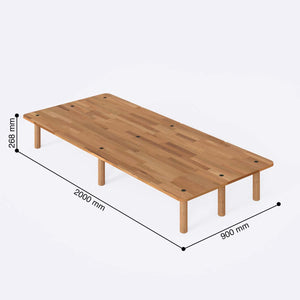 Beorn Tek Kişilik Karyola 90 x 200 cm ölçülendirilmiş teknik görünümü, milimetre cinsinden ölçüler