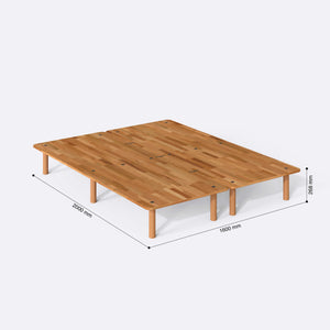 Beorn Çift Kişilik Karyola 160 x 200 cm ölçülendirilmiş teknik görünümü, milimetre cinsinden genişlik, derinlik ve yükseklik