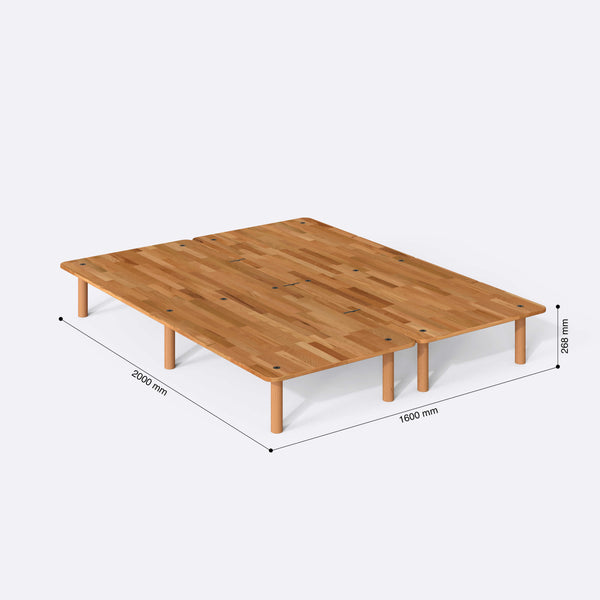 Beorn Çift Kişilik Karyola 160 x 200 cm ölçülendirilmiş teknik görünümü, milimetre cinsinden genişlik, derinlik ve yükseklik