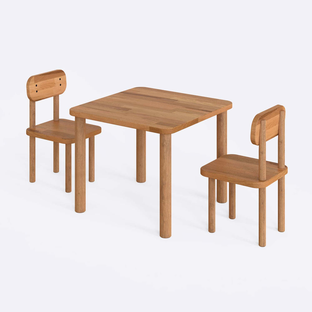Dubu Çocuk Oyun Masası Takımı, %100 masif kayın, doğal ahşap dokusu, ev ortamında kullanım görünümü