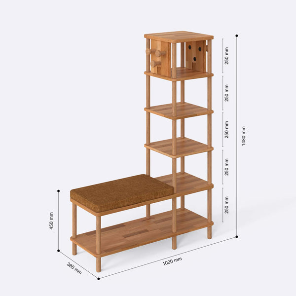 Imra Vestiyer 100 x 38 cm ölçülendirilmiş teknik görünümü, badem keten minder, milimetre cinsinden ölçüler