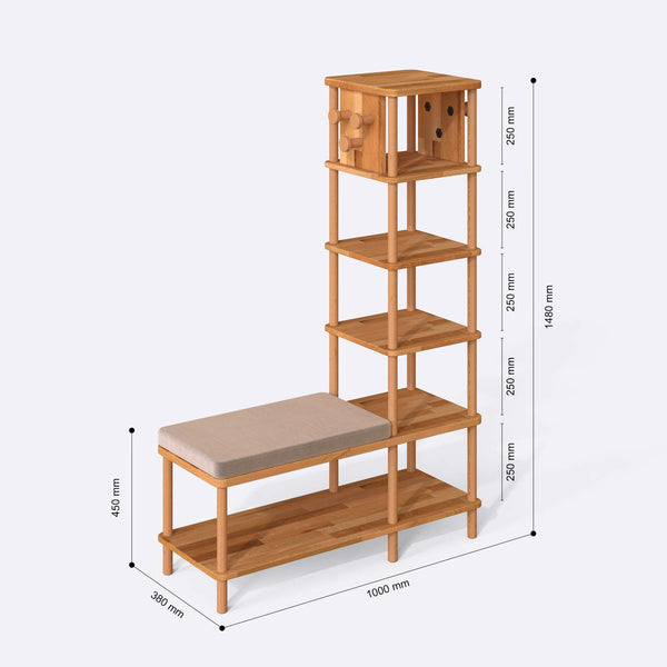 Imra Vestiyer 100 x 38 cm ölçülendirilmiş teknik görünümü, kum kadife minder, milimetre cinsinden ölçüler