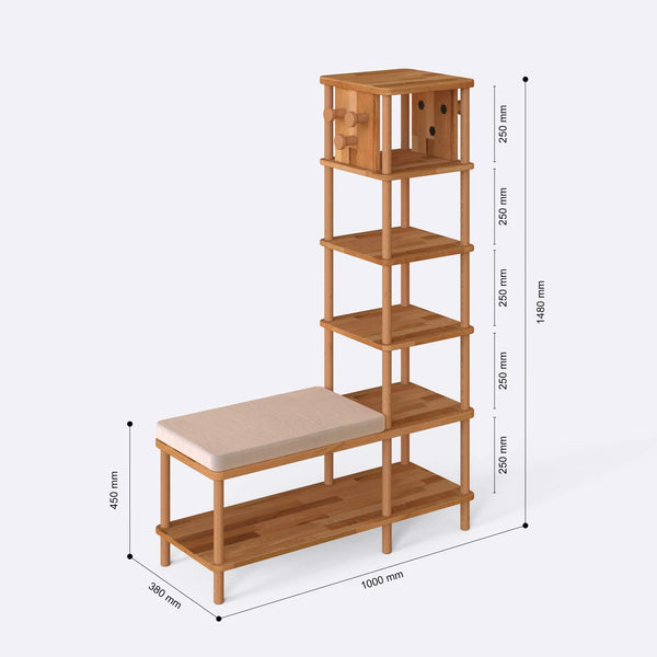 Imra Vestiyer 100 x 38 cm ölçülendirilmiş teknik görünümü, ekru kadife minder, milimetre cinsinden ölçüler