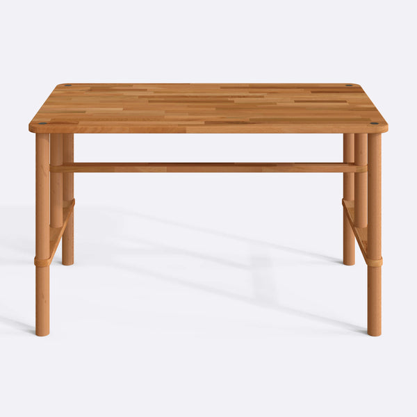 Reva Yemek Masası 130 x 78 cm, %100 masif kayın, beyaz zeminde önden çekim