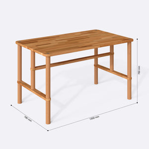 Reva Yemek Masası 130 x 78 cm, ölçülendirilmiş teknik çizim, 1300 x 780 mm tabla ölçüsü