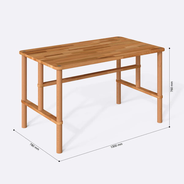 Reva Yemek Masası 130 x 78 cm, ölçülendirilmiş teknik çizim, 1300 x 780 mm tabla ölçüsü