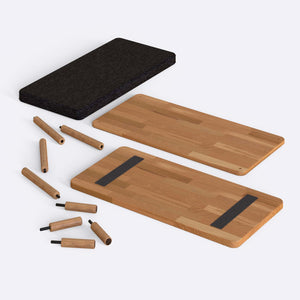 Waljan Bench 80 x 38 cm, siyah keten döşeme, masif kayın gövde, düz beyaz zeminde önden stüdyo çekimi