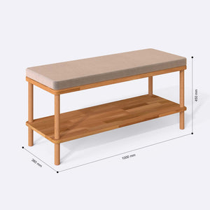 Waljan Bench 100 x 38 ölçülendirilmiş teknik görünümü, kum kadife döşeme, milimetre cinsinden genişlik, derinlik ve yükseklik
