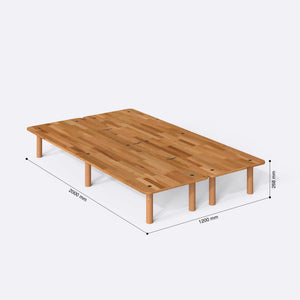 Beorn Tek Kişilik Karyola 120 x 200 cm ölçülendirilmiş teknik görünümü, milimetre cinsinden genişlik, derinlik ve yükseklik