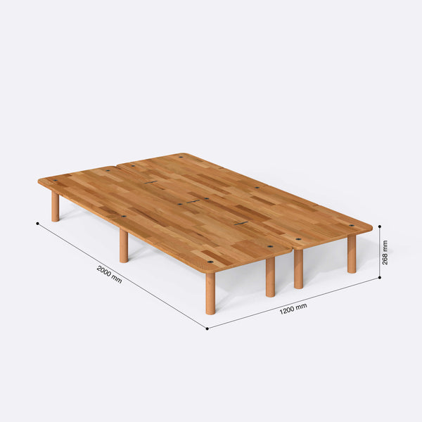 Beorn Tek Kişilik Karyola 120 x 200 cm ölçülendirilmiş teknik görünümü, milimetre cinsinden genişlik, derinlik ve yükseklik