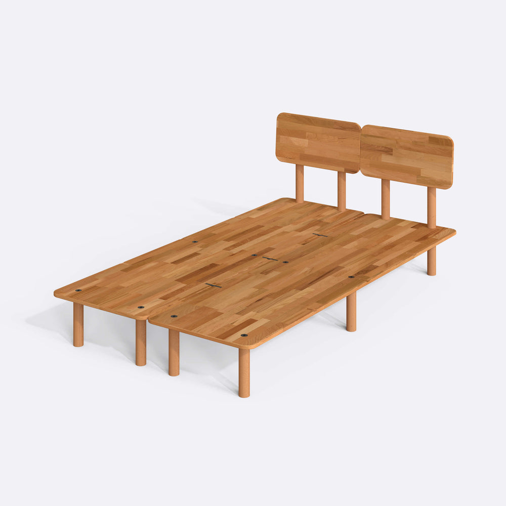 Nuala Tek Kişilik Karyola 120 x 200 cm, %100 masif kayın, doğal ahşap dokusu, ev ortamında kullanım görünümü