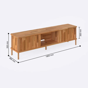 Shava TV Ünitesi 180 x 38 cm ölçülendirilmiş teknik görünümü, milimetre cinsinden genişlik, derinlik ve yükseklik