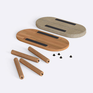 Shiv Bench 80 x 38 cm, kum keten döşeme, masif kayın gövde, düz beyaz zeminde önden stüdyo çekimi