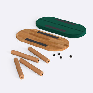 Shiv Bench 80 x 38 cm, zümrüt kadife döşeme, masif kayın gövde, düz beyaz zeminde önden stüdyo çekimi
