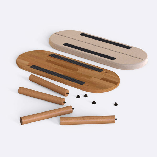 Shiv Bench 100 x 38 cm, ekru kadife döşeme, masif kayın gövde, beyaz zeminde önden stüdyo çekimi