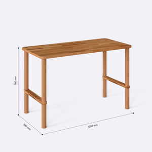 Lodrig Çalışma Masası 120 x 58 cm ölçülendirilmiş teknik görünümü, milimetre cinsinden ölçüler