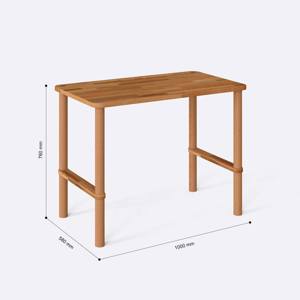 Lodrig Çalışma Masası 100 x 58 cm ölçülendirilmiş teknik görünümü, milimetre cinsinden genişlik, derinlik ve yükseklik