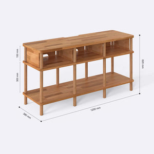 Lunt TV Ünitesi 120 x 38 cm ölçülendirilmiş teknik görünümü, milimetre cinsinden genişlik, derinlik ve yükseklik
