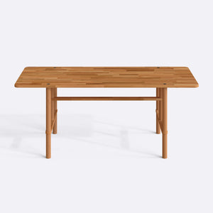 Lugh Yemek Masası 190 x 78 cm, %100 masif kayın, beyaz zeminde önden çekim