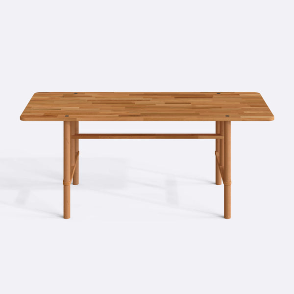 Lugh Yemek Masası 190 x 78 cm, %100 masif kayın, beyaz zeminde önden çekim