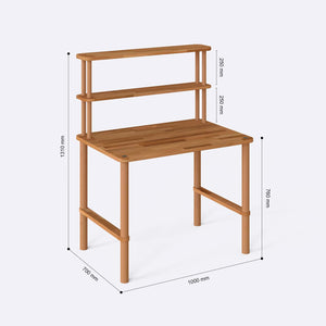 Aben Çalışma Masası 100 x 70 cm ölçülendirilmiş teknik görünümü, milimetre cinsinden genişlik, derinlik ve yükseklik