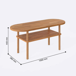 Reni Orta Sehpa 100 x 38 cm ölçülendirilmiş teknik görünümü, milimetre cinsinden genişlik, derinlik ve yükseklik