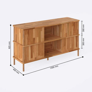 Shava Büfe 150 x 45 cm ölçülendirilmiş teknik görünümü, milimetre cinsinden genişlik, derinlik ve yükseklik ölçüleri