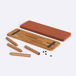 Dorrin Bench 120 x 38, somon kadife döşeme, masif kayın gövde, düz beyaz zeminde önden stüdyo çekimi