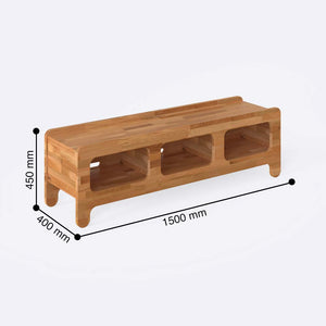 Yvon TV Ünitesi 150 x 40 cm ölçülendirilmiş teknik görünümü, milimetre cinsinden genişlik, derinlik ve yükseklik