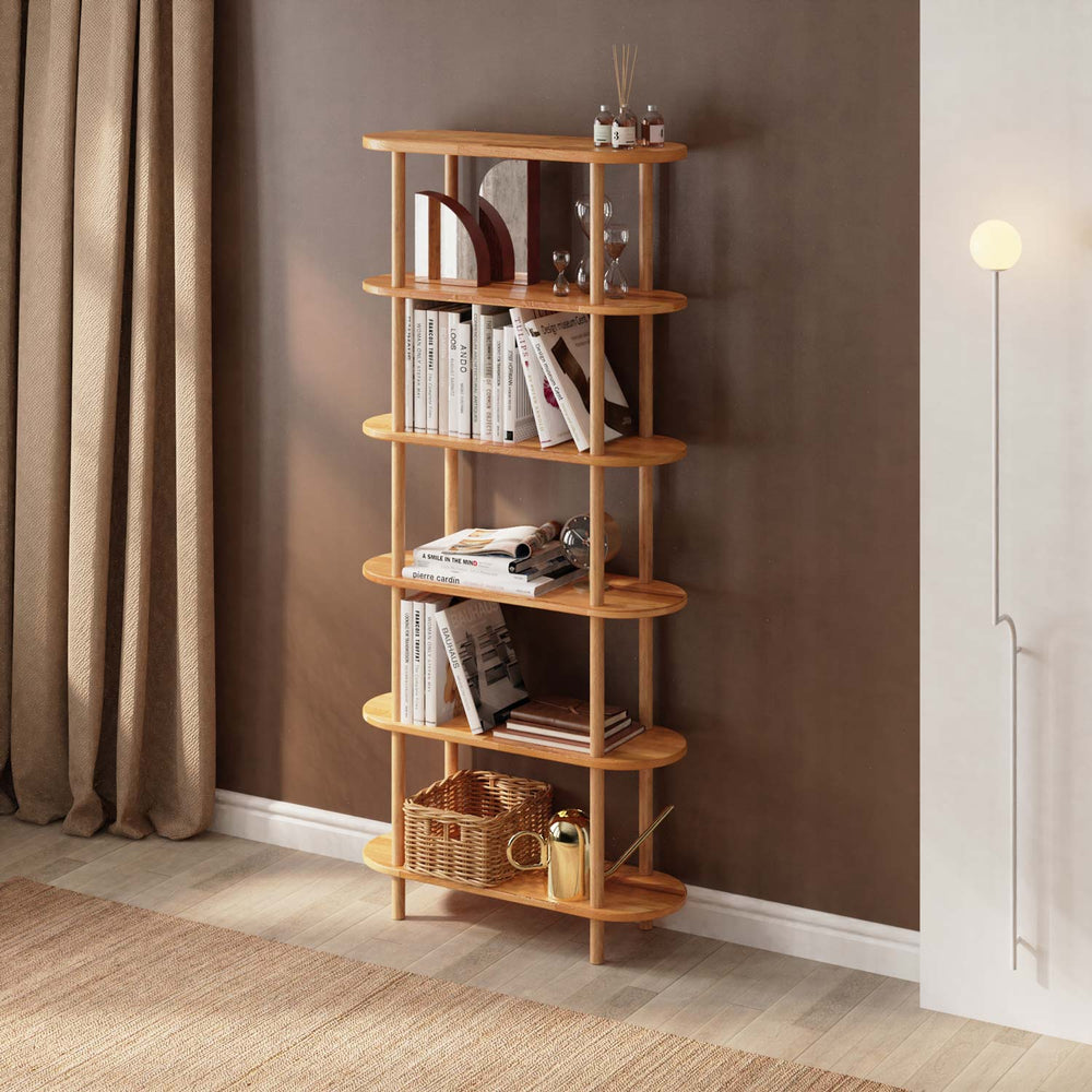 Kaer 6 Raflı Kitaplık, %100 masif kayın, 80 cm genişliğinde, ev ortamında kullanım görünümü