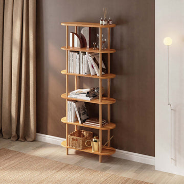 Kaer 6 Raflı Kitaplık, %100 masif kayın, 80 cm genişliğinde, ev ortamında kullanım görünümü