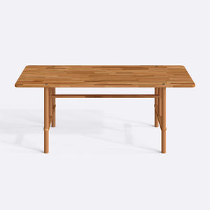 Lugh Yemek Masası 200 x 90 cm, %100 masif kayın, beyaz zeminde önden çekim