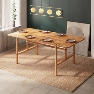 Lugh Yemek Masası 200 x 100 cm, %100 masif kayın, doğal ahşap dokusu, ev ortamında kullanım görünümü