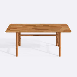 Lugh Yemek Masası 200 x 100 cm, %100 masif kayın, beyaz zeminde önden çekim