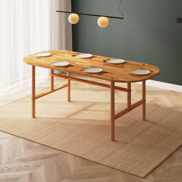 Agna Yemek Masası 200 x 90 cm, %100 masif kayın, doğal ahşap dokusu, ev ortamında kullanım görünümü